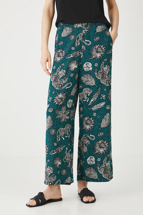 Medicine pantaloni culoarea verde, lat, medium waist