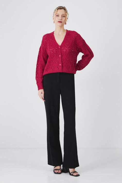 Kalhoty dámské wide leg, hladký povrch černá barva