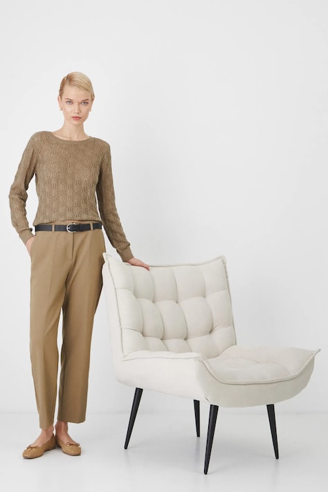 Spodnie damskie chino z paskiem kolor zielony