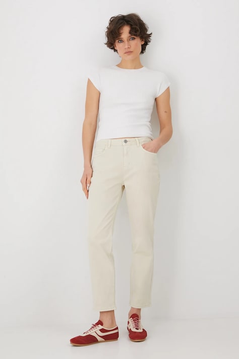 Штани Medicine жіночі колір бежевий пряме середня посадка