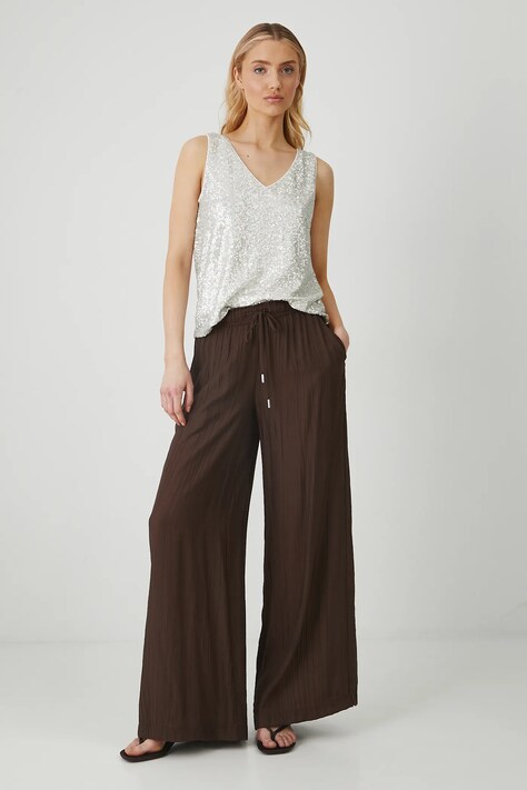 Kalhoty Medicine dámské, hnědá barva, široké, medium waist