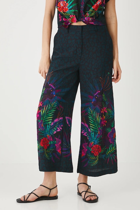 Spodnie damskie culottes wzorzyste kolor multicolor