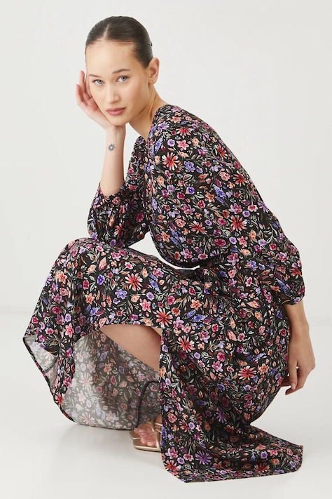 Рокля Medicine в черно среднодълга разкроена