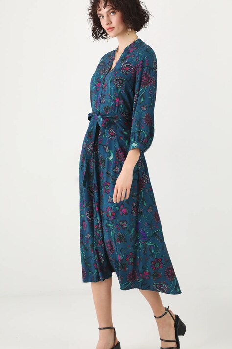 Šaty Medicine tyrkysová barva, midi