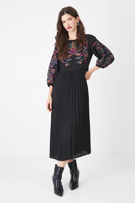 Medicine rochie culoarea negru, midi, evazată