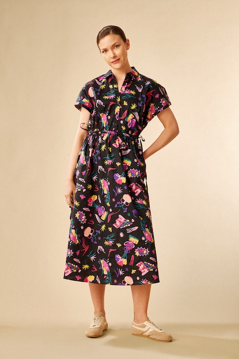 Medicine rochie culoarea negru, midi, evazată