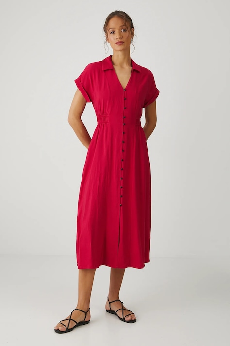 Рокля Medicine в червено среднодълга разкроена