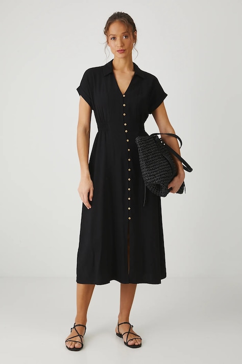 Рокля Medicine в черно среднодълга разкроена