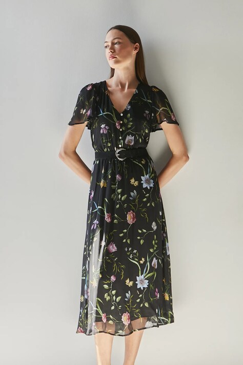 Šaty Medicine černá barva, maxi