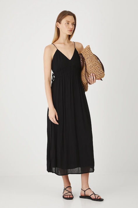 Medicine rochie culoarea negru, midi, evazată