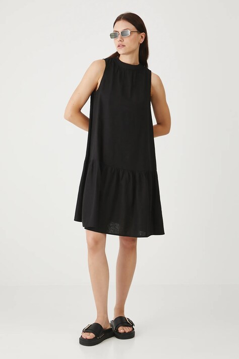 Medicine rochie din in culoarea negru, mini, oversize