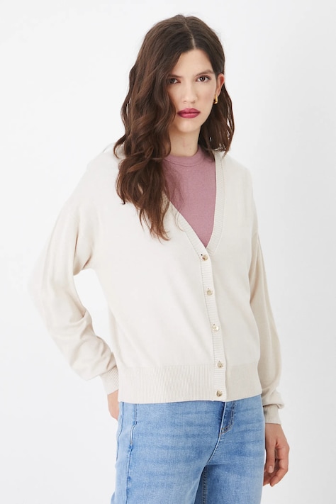 Kardigan damski gładki z wiskozą kolor beżowy