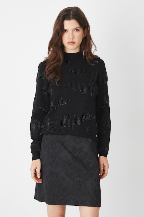 Пуловер Medicine дамски в черно от лека материя с ниско поло