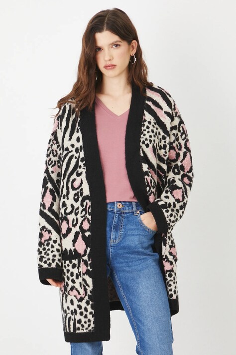 Kardigan damski żakardowy wzorzysty kolor multicolor