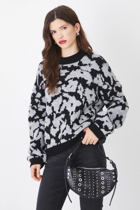 Sweter damski żakardowy wzorzysty kolor czarny