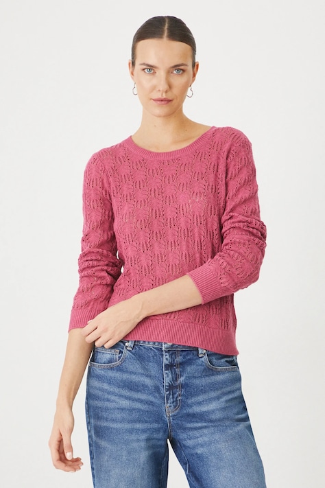 Sweter damski ażurowy kolor różowy