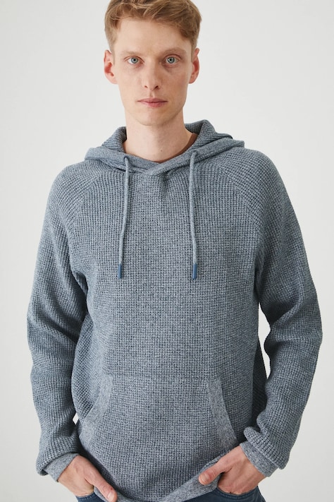 Sweter męski z kapturem melanżowy kolor niebieski