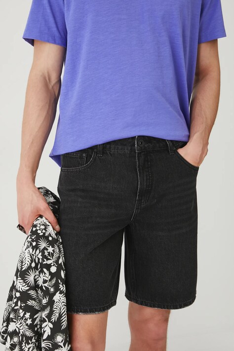 Medicine pantaloni scurti jeans barbati, culoarea negru