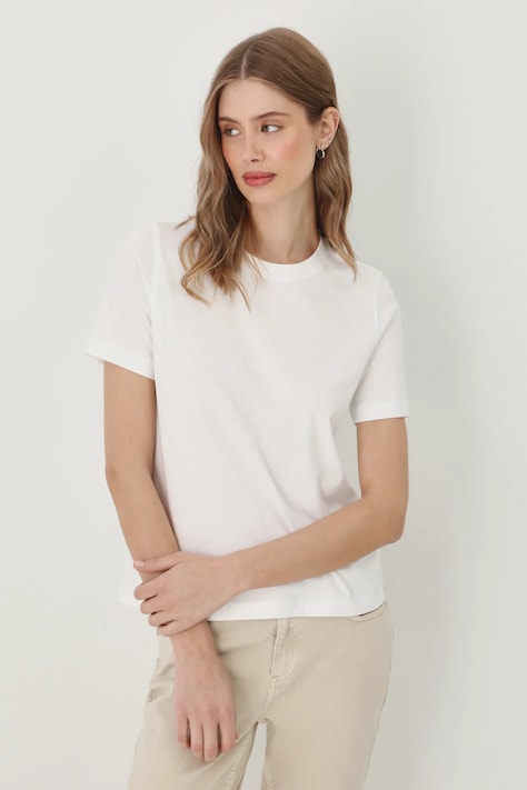 T-shirt bawełniany damski gładki kolor biały
