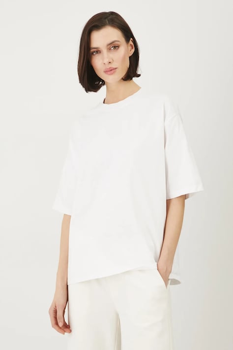 T-shirt bawełniany damski gładki kolor biały