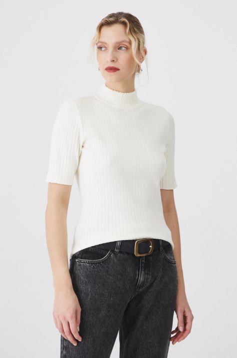 Medicine t-shirt női, félgarbó nyakú, bézs