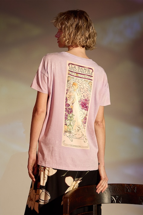 T-shirt bawełniany damski z kolekcji Eviva L'arte kolor fioletowy