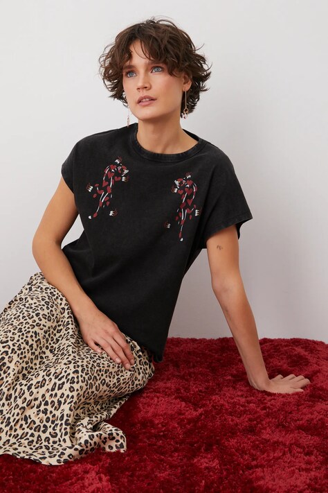 T-shirt bawełniany damski by Patryk Hilton kolor szary