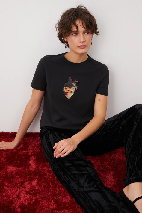 T-shirt bawełniany damski by Magda Kubiak – Dziki Las kolor szary