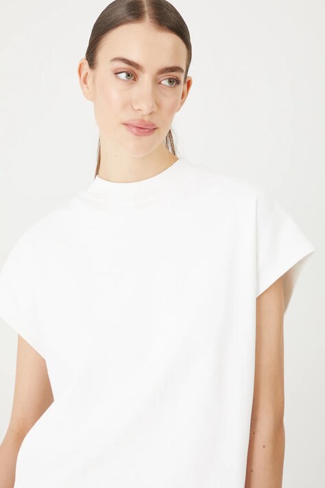 T-shirt bawełniany damski gładki kolor biały