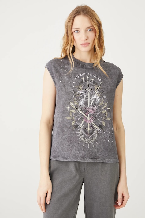 Medicine tricou din bumbac femei, culoarea gri