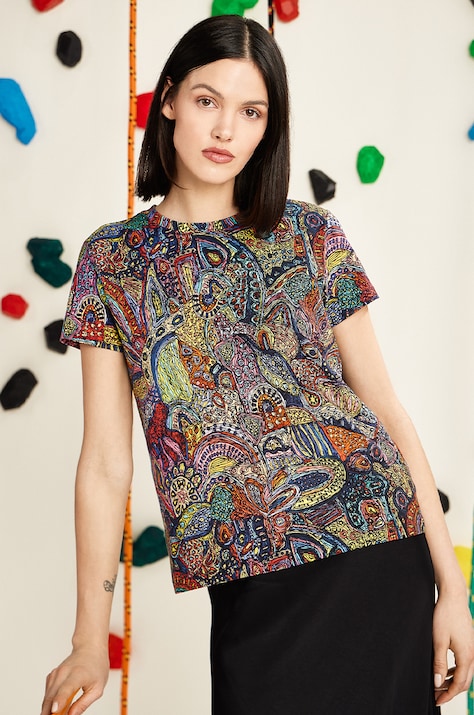 T-shirt bawełniany damski by Natália Junasová, Grafika Polska kolor multicolor