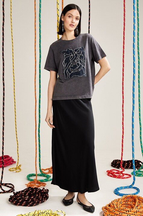 T-shirt bawełniany damski by Ula Teperek, Grafika Polska kolor szary