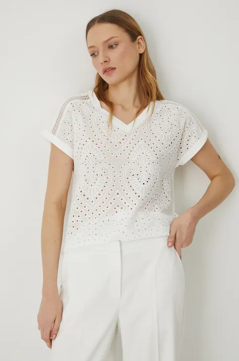 Medicine t-shirt bawełniany damski kolor beżowy