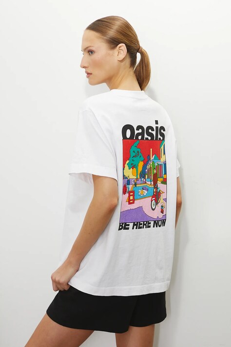 T-shirt bawełniany damski Oasis kolor biały