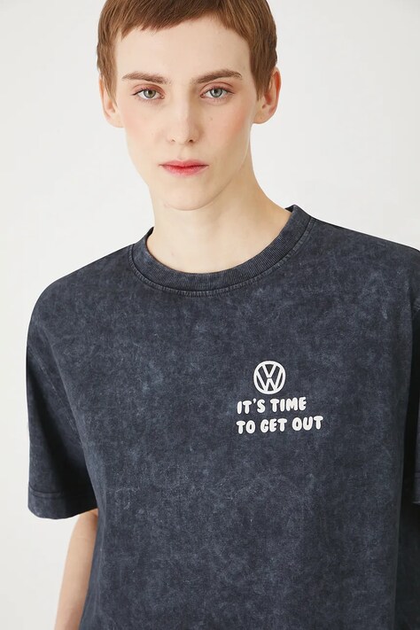 T-shirt bawełniany damski Volkswagen kolor szary