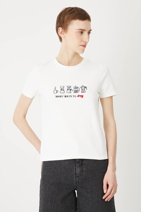 T-shirt bawełniany damski z elastanem interlock kolor biały
