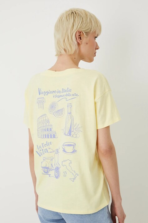 Bavlněné tričko Medicine dámské, žlutá barva