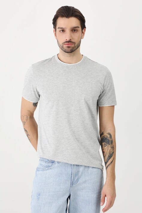 T-shirt męski melanżowy kolor szary
