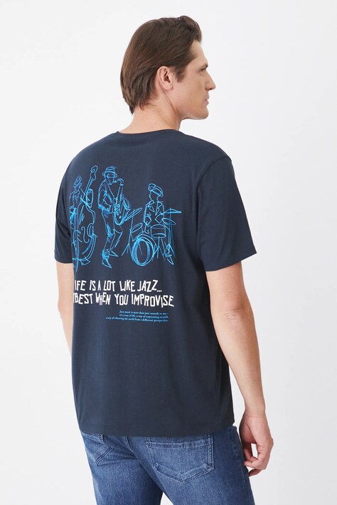 T-shirt bawełniany męski z nadrukiem  kolor granatowy