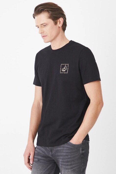 T-shirt bawełniany męski z nadrukiem kolor czarny