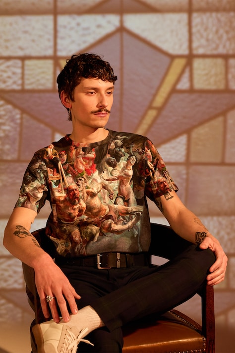 T-shirt bawełniany męski z kolekcji Eviva L'arte kolor multicolor