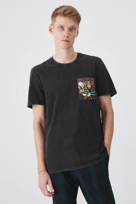 Medicine tricou din bumbac barbati, culoarea gri, cu imprimeu