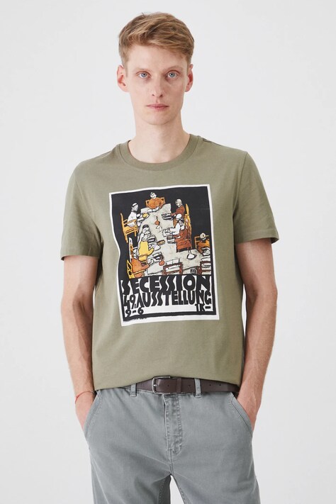 T-shirt bawełniany męski z kolekcji Eviva L'arte kolor zielony
