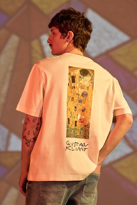 T-shirt bawełniany męski z kolekcji Eviva L'arte kolor beżowy