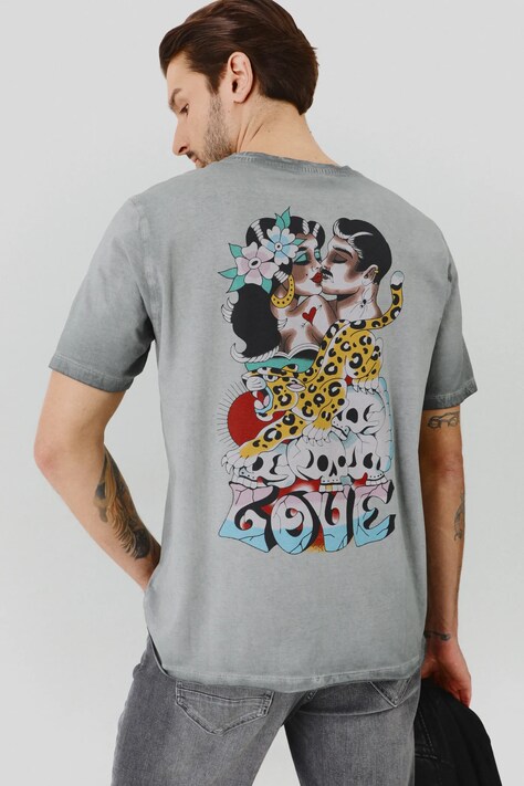 T-shirt bawełniany męski by Patryk Hilton kolor szary