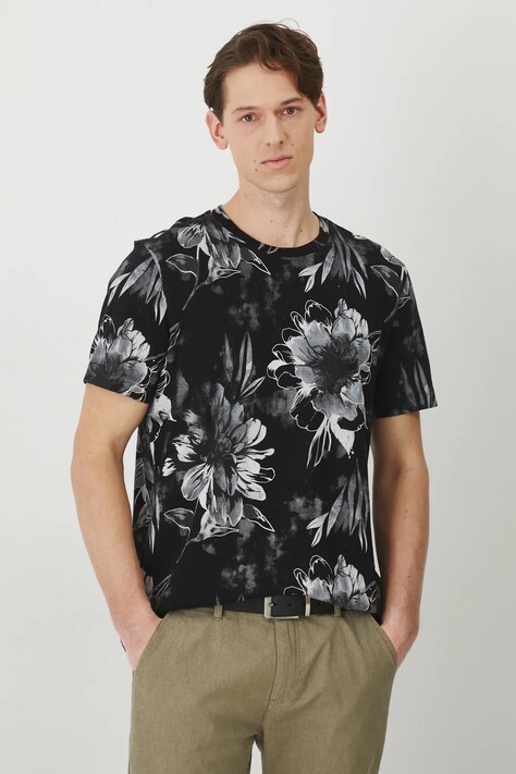 Хлопковая футболка Medicine мужской цвет чёрный узорный