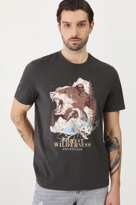 Medicine tricou din bumbac culoarea gri, cu imprimeu