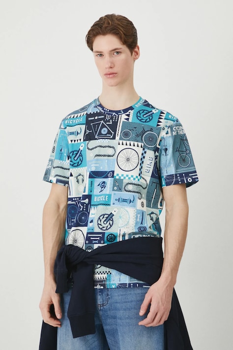 T-shirt męski z elastanem wzorzysty kolor multicolor