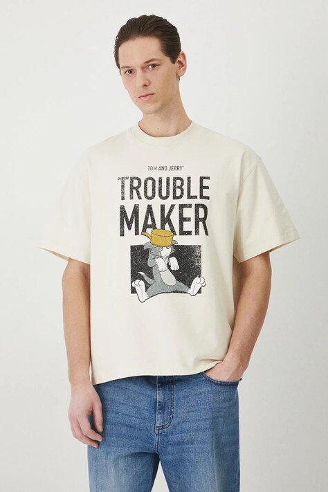 Medicine tricou din bumbac barbati, culoarea bej, cu imprimeu
