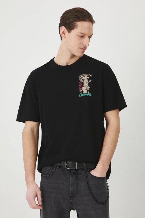 Medicine tricou din bumbac barbati, culoarea negru, cu imprimeu